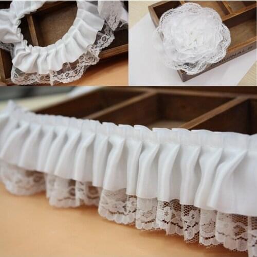 High- 6cm double satin lace ruffle lace DIY clothing material Doll Dress Skirt Wedding Bouquet Accessory