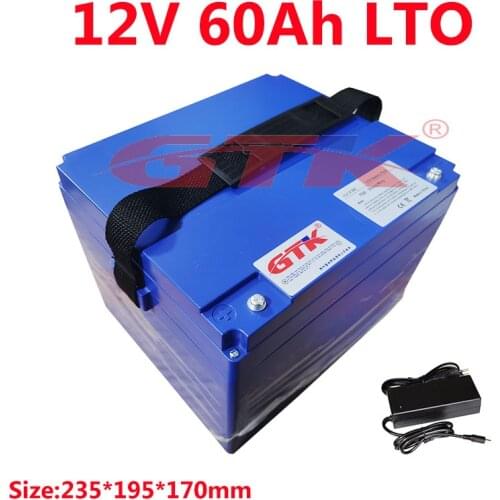 GTK 12V 60Ah Lithium titanate battery pack 2.4v LTO with BMS for 1200W fishing boat refrigerator backup power +10A charger