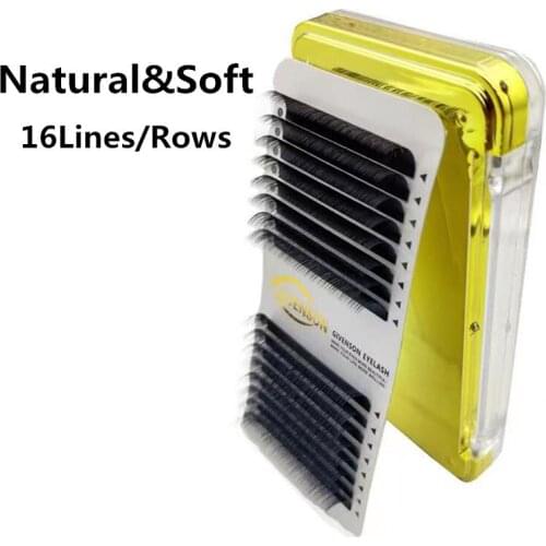 GIVENSON High quality 16Rows 0.10/0.12/ 0.15 Faux eyelashes individual eyelash lashes soft eyelash extension