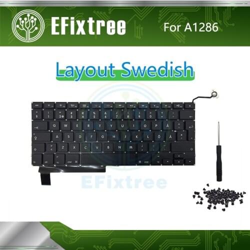 New Laptop A1286 Keyboard Layout Swedish For Macbook Pro 15'' A1286 Keyboard+Backlight Backlit+Screws 2009-2012 Year