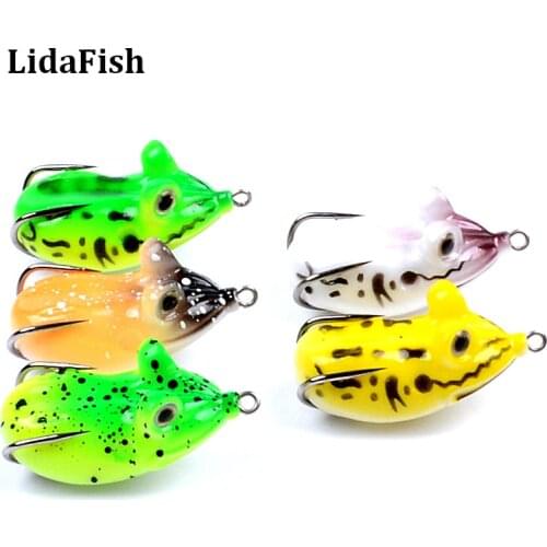LIDAFISH Brand Thunder Frog Artificial 54mm 11.6g Soft Frog Bait Fishing Lures Professional Black Fish Killers Double Hooks