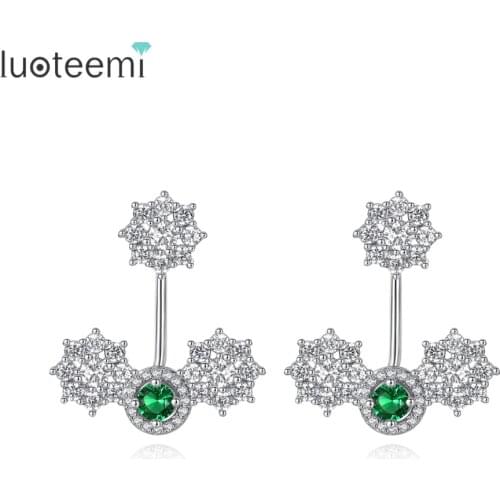 LUOTEEMI Fashion New Flower Shape White Gold Color Stud Earrings AAA Cubic Zircons For Women Party Birthday Jewelry Spring Gift