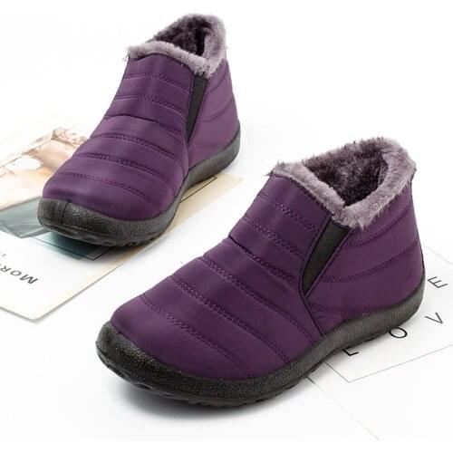 Fashion Keeping Warm Snow Boots Shoes Women Men Waterproof Slip on Lightweight Women Ankle Boots Winter Flat Plus Size Shoe 44