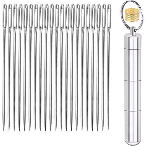 Nonvor 21pcs Large Eye Needles Craft Embroidery Tapestry Home Wool DIY Leather Hand Sewing Accessories Needle Tools