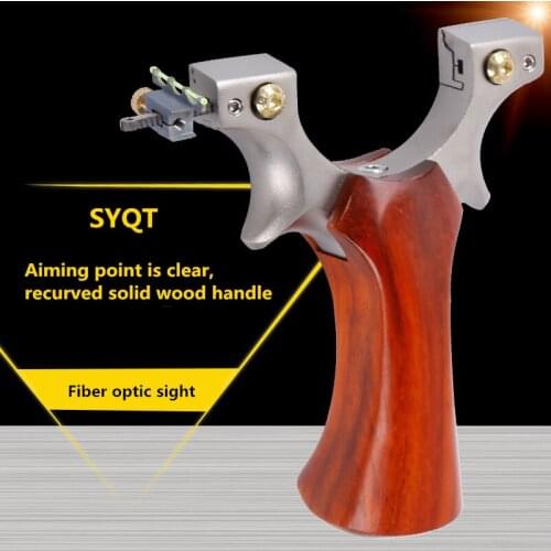 New Solid Wood Handle Shooting Hunting Dedicated Toys Outdoor Hunting Slingshot Flat Leather Precision Fast Pressure Slingshot