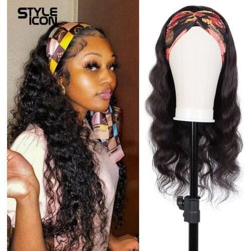 Styleicon Body Wave Wig 100 % Human Hair Wigs for Black Women Headband Glueless Brazilian Hair Wigs