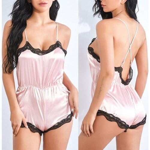 Sexy Sleepwear Hot Lace Open Erotic Adult Underwear Women Low-cut Lace Patchwork Waist Tight Adjustable Straps Bodysuit Sleepwea