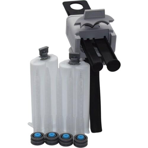 Glue Gun 50ml AB Epoxy Glue Gun Applicator Glue Adhensive Caulking Gun with AB Mixed Tube and 50ml Empty Dual-Barrel Cartridge