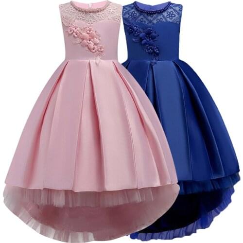 Girl dresses applique lace mesh tail dress elegant wedding dresses fancy party dresses formal dresses girls clothes kids clothes