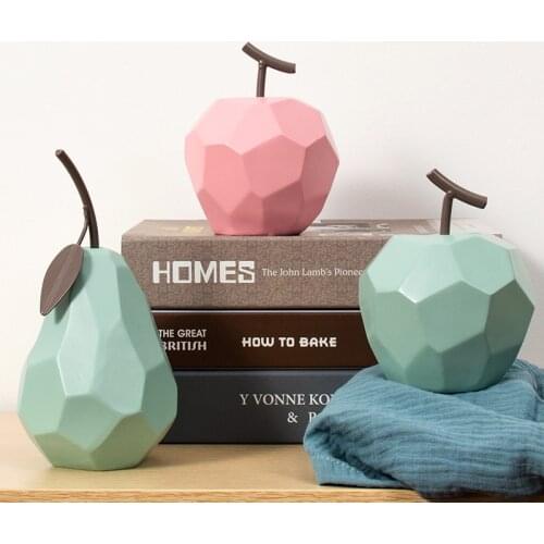 Resin origami apple pear ornaments modern minimalist style living room decora model room soft decorations fruit figurines