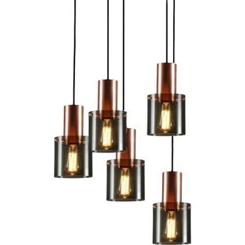Postmodern Nordic Pendant Lights Smoke Grey Glass Hanglamp Bedroom Bedside Loft Decor LED Pendant Lamp Luminaire Light Fixture