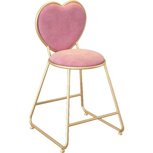 Simple Nordic Pink Love backrest Chairs High-grade Light Luxury Soft Flannel Iron Phnom Penh Living Room Furnitures Customizable