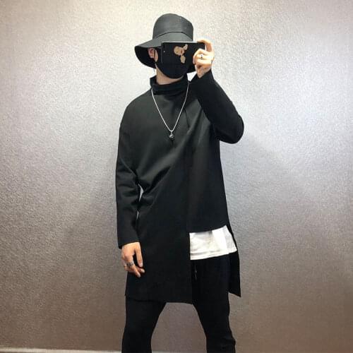 Harajuku style autumn and winter dark high-neck loose bottoming shirt Japanese personality irregular designer mid-length