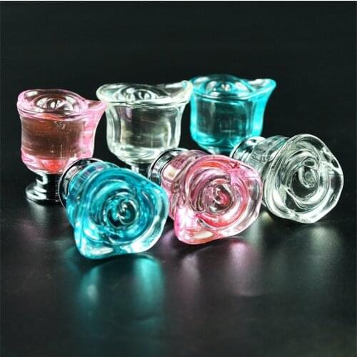 Crystal Glass Cabinet Knob Rose Flower Shape Drawer Pull Handle Kitchen Door Wardrobe Hardware Knobs Dresser Cupboard Knobs