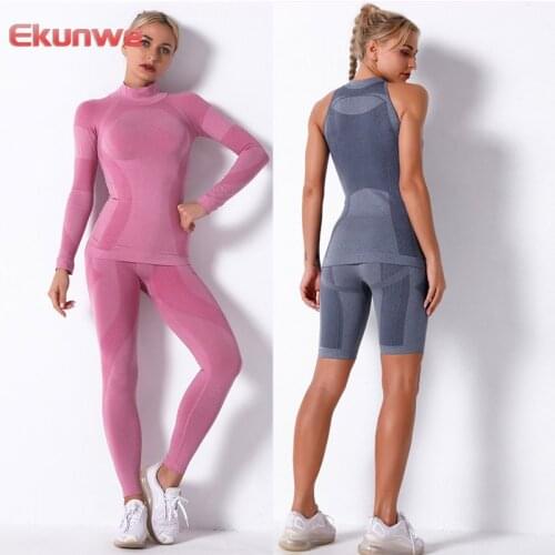 Fitness Sports Suits Two Piece Sets Seamless Yoga Leggings Sets Push Up Gym Sports Outfit Training Workout Sets Sportswear
