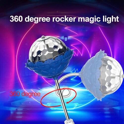 USB Disco Ball RGB LED Light Stage Small Magic Ball Light Colorful Magic Bulbs 360° Rotating Stage Light DJ Club Party LED Bulb