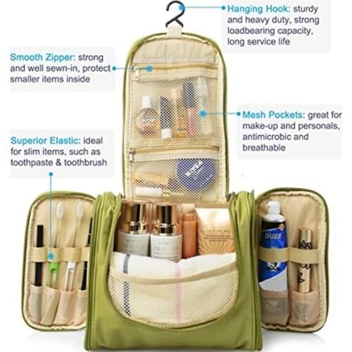 Waterproof Nylon Travel Organizer Bag Unisex Women Cosmetic Bag Hanging Travel Makeup Bags Washing Toiletry Kits Storage Bags