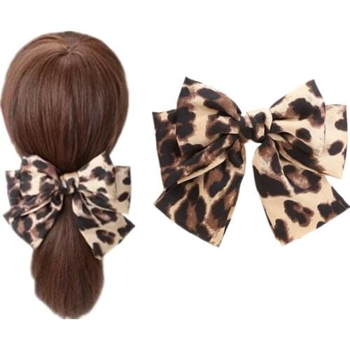Classic Leopard Printing Large Bow Hair Clips Women French Barrettes Girls' Hair Accessories