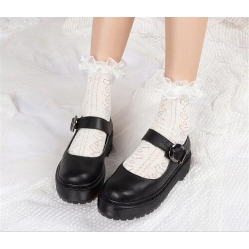 Women Girls Lace Ruffle Frilly Ankle Socks Harajuku Cute Heart Vintage Retro Floral Lady Princess socks D346