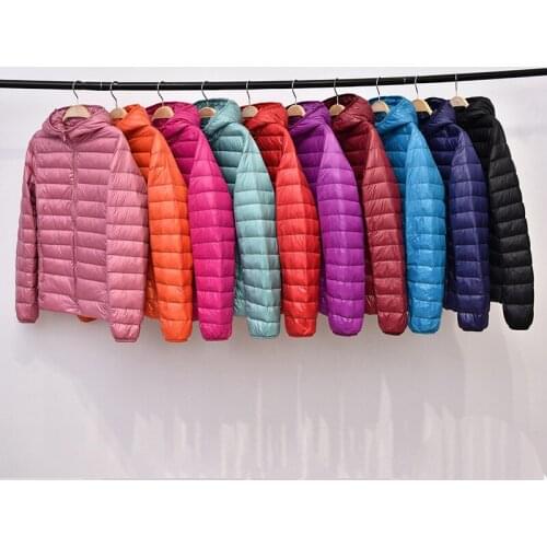 Autumn Winter Women Ultra Light Down Jacket White Duck Down Hooded Overcoat Long Sleeve Warm Coat Parka Female Portable Outwear