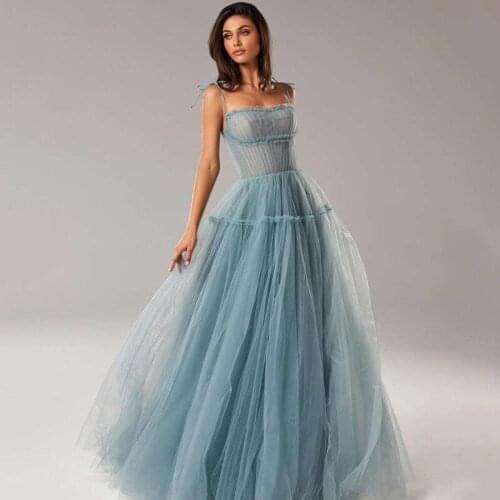 Pink Dusty Blue Cheap Prom Dresses Long 2021 Spaghetti Straps Strapless Floor Length Evening Gowns Women Pleated Robe de Soriee