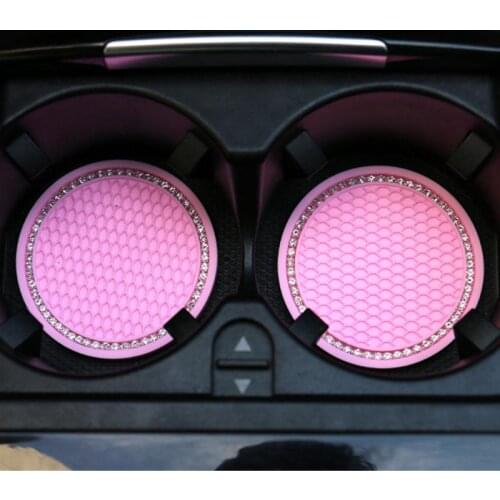1PC Diamond Car Water Cup Bottle Holder Anti-slip Mat Pad Silica Gel Non-slip Car Mat Universal Creative Cute Car storage Mat