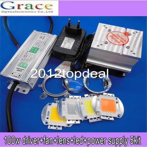 100W High Power Warm/ White/380-840nm LED Light +Heatsink Cooler+100W LED Driver