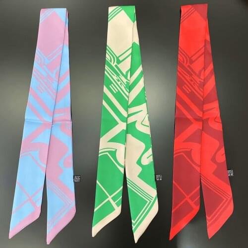 2021 Brand Design Scarf Women Summer Silk Scarf For Ladies Hair Accessories Foulard Hair & Bag Scarves Fashion Headbands