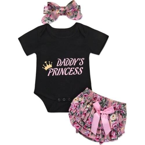 2020 Baby Summer Clothing Infant Newborn Girl Casual Floral Print Outfits Set Bodysuit Shorts Headband Toddler Clothes 3Pcs Set