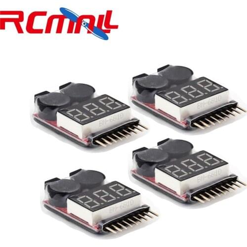 4Pcs 1-8S Lipo Battery Tester 2IN1 RC Low Voltage Buzzer Alarm for Lipo/Li-ion/LiMn/Li-Fe battery RCmall DR0796