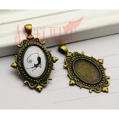 5pcs 18x25mm Inner Size Antique bronze plated Classic Style oval Base Setting Charms Pendant DIY supplies