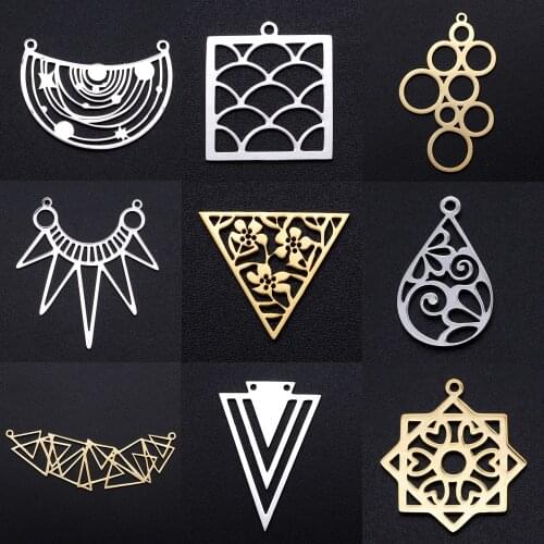 5pcs/lot Geometric DIY Earring Charms Wholesale 100% Stainless Steel Triangle Connectors Charm Arrow Waterdrop Jewelry Pendant