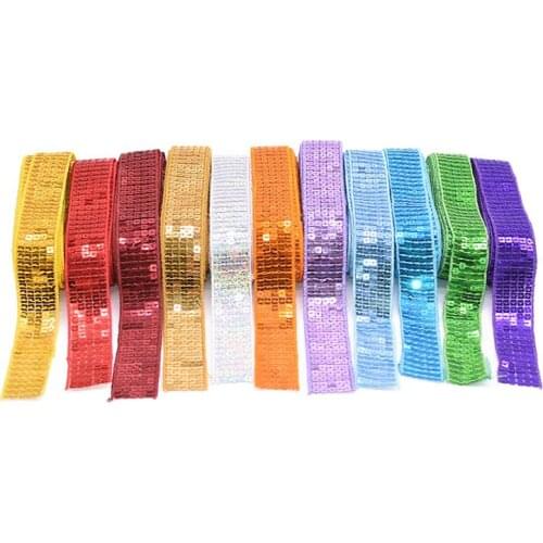 5 Yards/lot 5 Rows Square Sequins Beading Ribbon For DIY Lace Trims for Hand Craft Sewing Garments Headdress Wedding Decorations