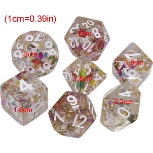 7pcs Transparent Multicolored Polyhedral Dice Set TRPG DND Table Game Dice Y4UD