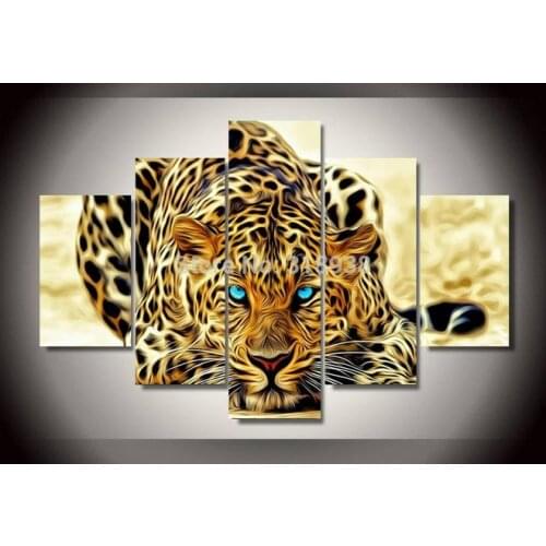 Btf 5 Plane Abstract Leopards Modern Home Decor Wall Art Canvas Animal Picture Print Painting Set of 5 Each Canvas Arts