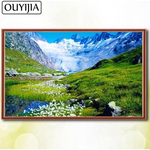 5D DIY Diamond Painting Full Square OUYIJIA Scenery Mountain Flower Embroidery Sale Nature Diamond Mosaic Picture Of Rhinestone