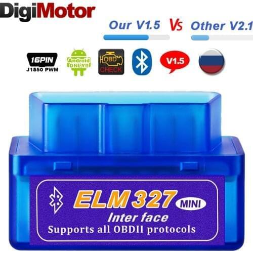 Real ELM327 V 1.5 ELM 327 Bluetooth OBD2 v1.5 Android Car Scanner Automotive OBD 2 Auto Diagnostic Tool OBDII Scaner Better V2.1