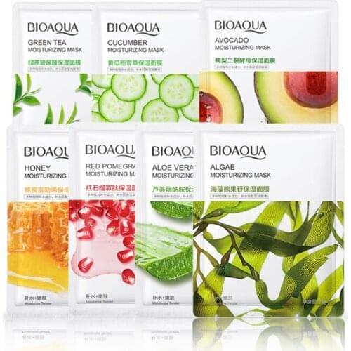BIOAQUA 18Pcs Organic Shea Butter Honey Blue Berry Beauty Facial Mask Anti Aging Sheet Mask Skin Care