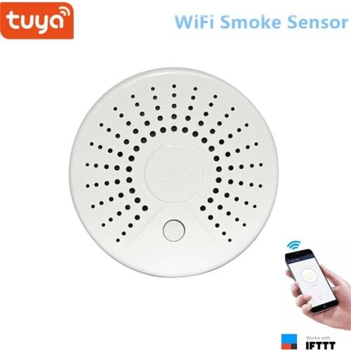Tuya Smart Home Security WiFi Smoke Sensor Smoke Alarm Battery Operated Security Alarm Sensor High Temperature Alarm Work IFTTT