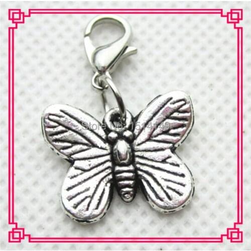 Hot selling lobster clasp butterfly dangle charms for floating lockets charms diy jewelry