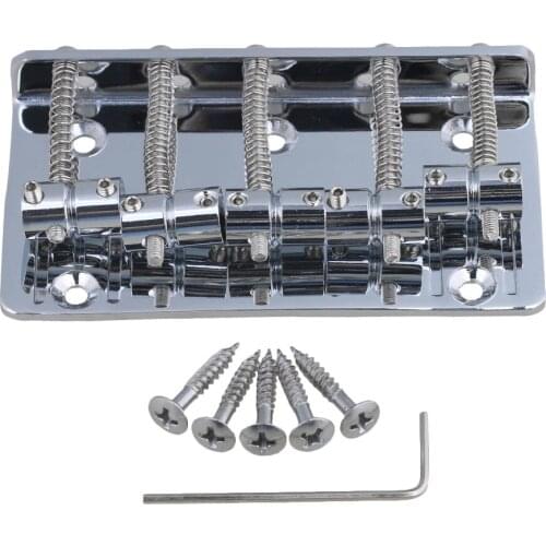 Chrome 17mm string space 5 string bass bridge 92mm x 53.5mm