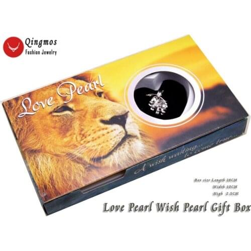 Qingmos Trendy Wish Pearl 16mm Lion Cage Chokers Necklace for Women & Oyster Love Pearl Pendant & Necklace Chain Gift Box-3654