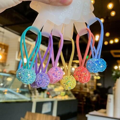 2PCS New Sequin Color Ball Princess Headwear Kids Cute Elastic Hair Bands Children Tie Ropes Girls Accessories Baby Headdress