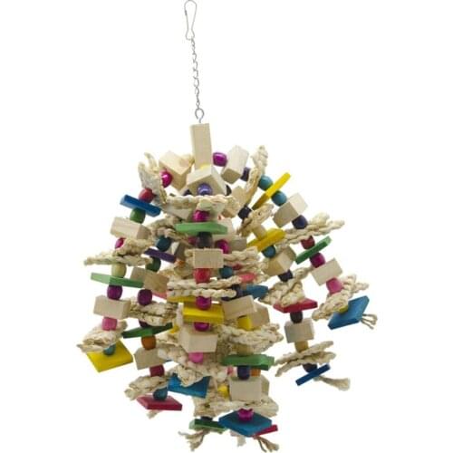 Colorful Bird Chewing Toy - Parrot Cage Bite Swing Toy, Wooden Climbing Bird Parrot Toy