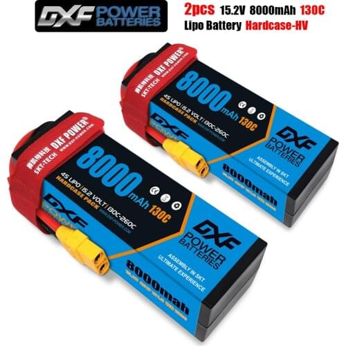DXF 2PCS Batteries Lipo 2S 3S 4S 7.6V 11.4V 15.2v 8000mah 130C 260C for 1/8 1/10 RC Car XxMax Arrma Buggy TruggyTruck Drone Boat