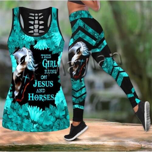 Fashion 3D Print Animal Love Horse Art Colorful Women Hollow Tanktop & Legging For Hipster Leisure Female Sexy Vest Clothe S-377