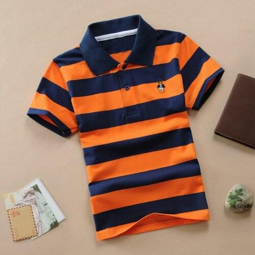 Fashion Stripes Baby Boy Polo Shirt 2-15 Years Teenagers Summer Kids Clothes Children Tops Short Sleeve Shirts