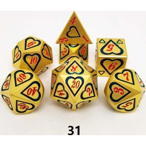 New arrival rpg dice dnd polyhedral dice 20 d6 metal dice set 7pcs/Set dados rpg dobbelstenen dados rol game dice