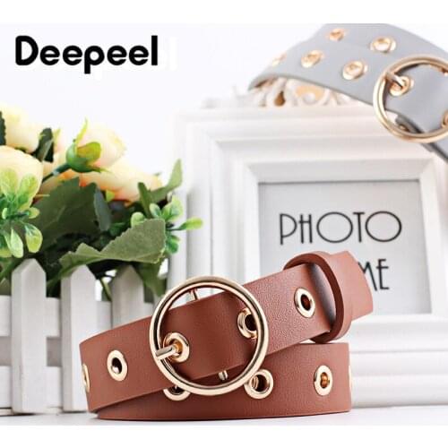 New Round Buckle Belt Female Hollow Belts for Women Belt All-match Fashion Air Eye Belt Female Spot Luxury Belt