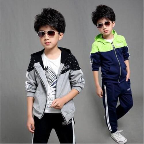 Boys clothes kids casual fleecessets big children outwear suit for spring autumn fashion Hoodied Coat And Jackets 7-15 Years